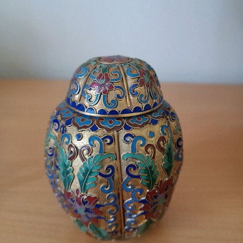 Miniature Vase cloisonné brass, like new, 11cm height