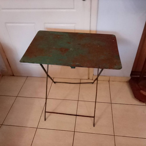 Antique Folding Table French 1920-50 Used, Solid Wrought Iron