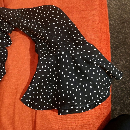 Polka Dot Blouse Like New With Distinctive Sleeves Black White