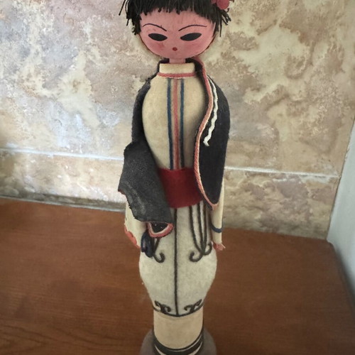 Decorative Traditional Handmade Doll on Wooden Base