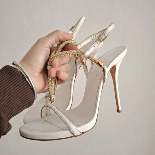 Casadei sandals white and gold used, size 39.5