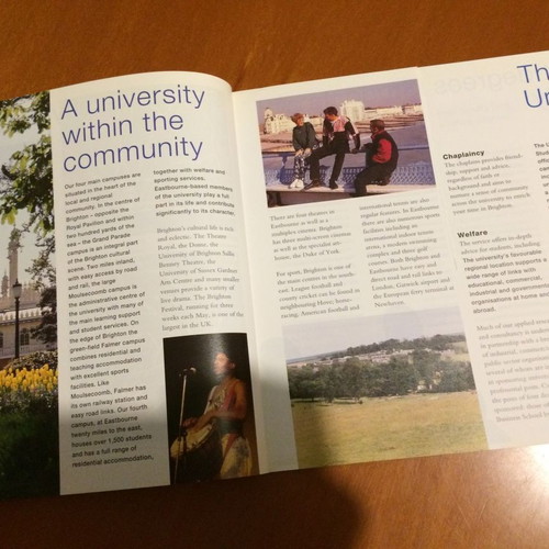 University of Brighton Postgraduate Prospectus 1995 used, missing part of page