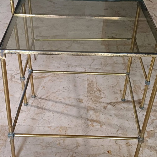 Zigon coffee tables with bronze frame and smoked glass like new