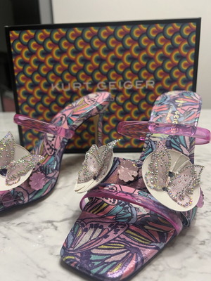 Kurt Geiger butterfly mules, pink, size 41