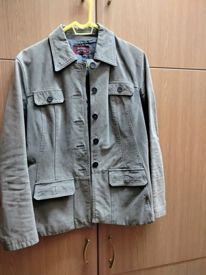 Stradivarius jacket used, gray, pig split leather, size XL