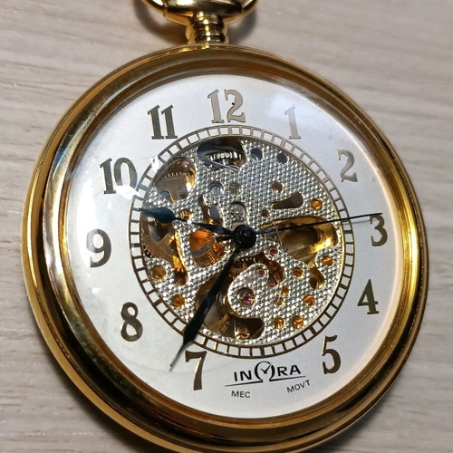 Inora pocket watch manual wind like new with chain