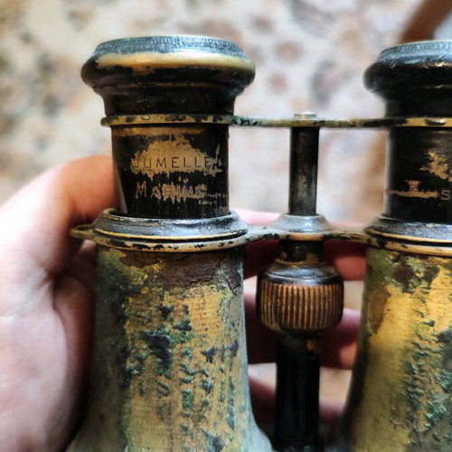 Military vintage binoculars used, jumelle marine 19th-20th century