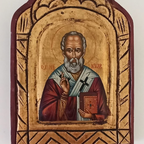 Handmade icon of Saint Nicholas like new, Byzantine art