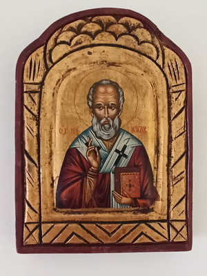 Handmade icon of Saint Nicholas like new, Byzantine art