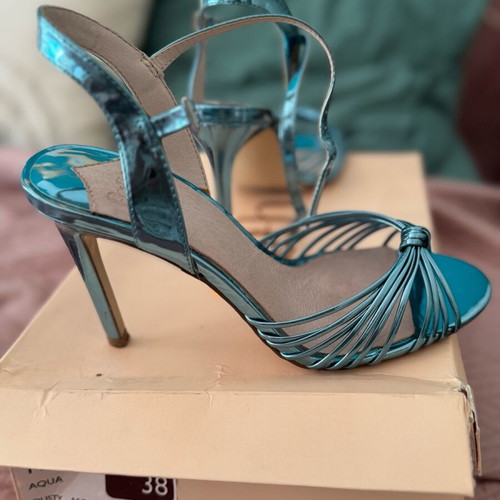 Faith high heels used, metallic turquoise, size 38