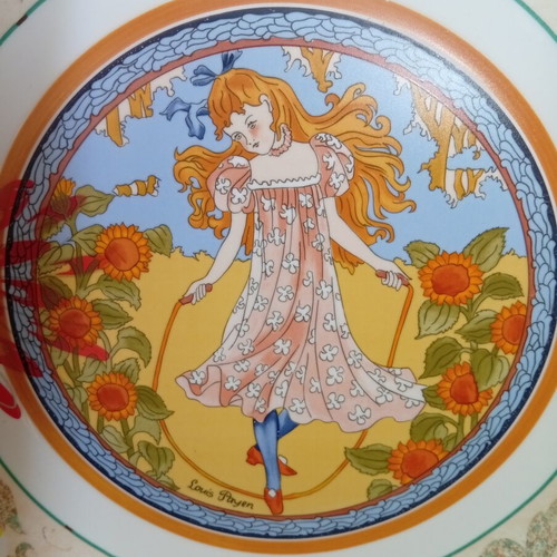 Limoges France collectible porcelain plate 22k gold Louis Icart design 30cm