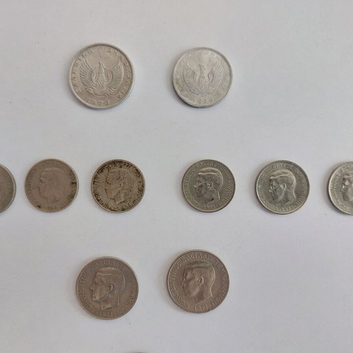 Greek coins used, Kingdom of Greece and junta, pack of 12