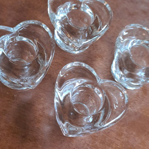 Crystal candlesticks like new, set of 4 heart-shaped