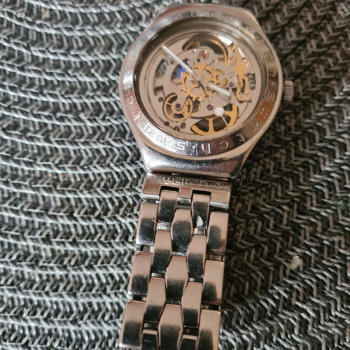Swatch Irony Body & Soul YAS100G wristwatch used, silver color