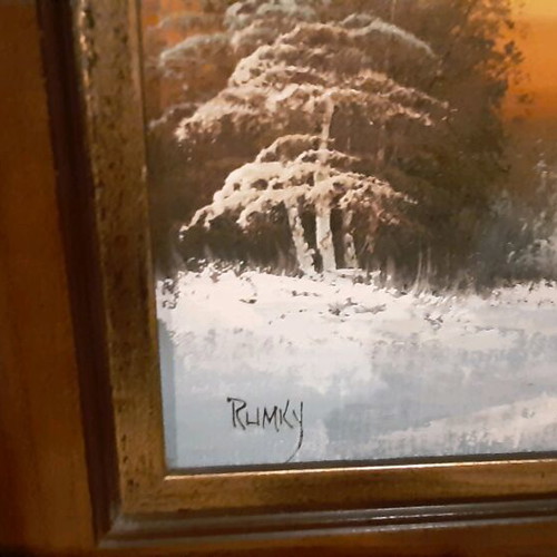 Painting Snowy Landscape Rumky new on canvas 37x32 cm