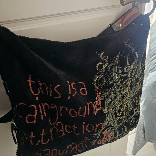 Pianurastudio large shoulder fabric bag like new, black and green