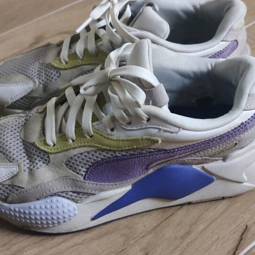 Puma athletic shoes used, size 38.5, white-purple