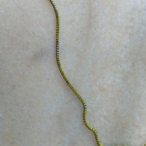 Vintage green metal mesh necklace with rectangular pendant