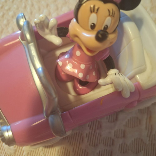 Minnie miniature figure with car used, movable parts, 8cm