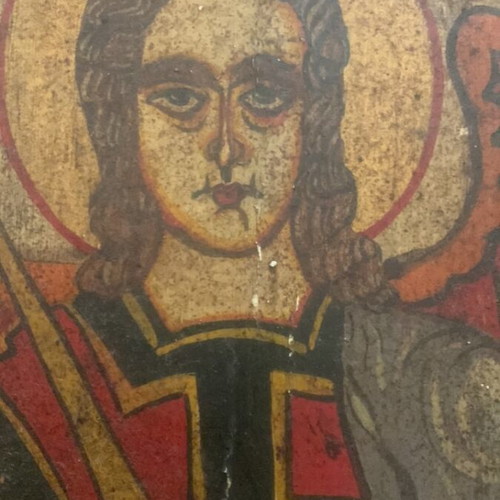 Vintage Angel Image used, Romanian tourist wood print circa 1960