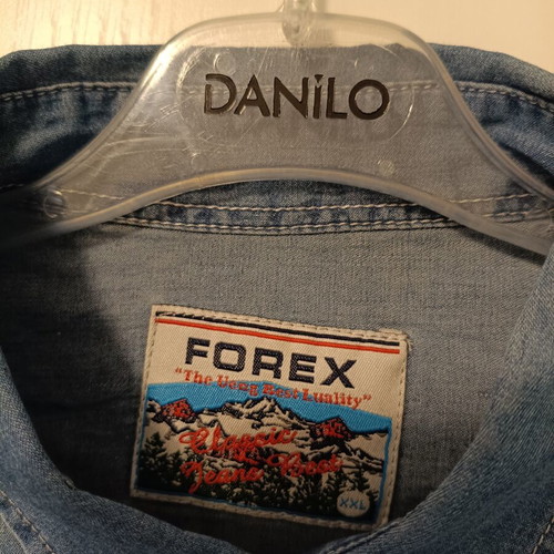 Forex men's short-sleeve denim shirt like new, XXL, blue