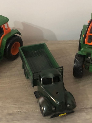 Iron toy cars two tractors and truck in excellent condition
