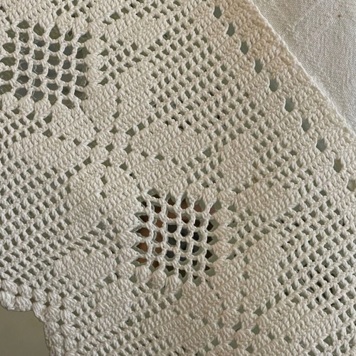 Crochet curtain used, handmade traditional embroidered 122x50 cm