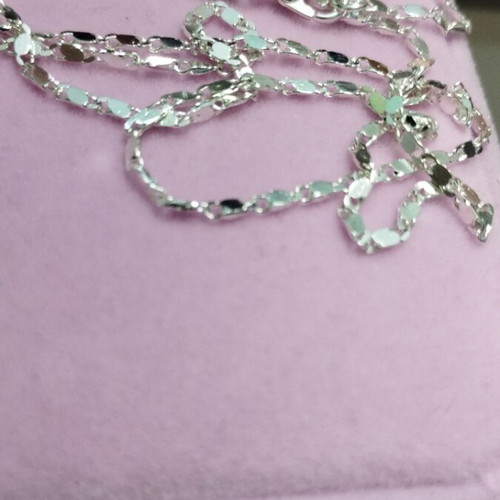Silver chain with pink zircon cross new