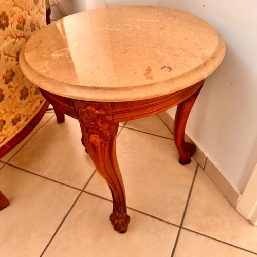 Living room furniture set used with carved wood and marble