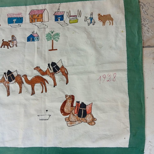 Handmade embroidered wall hanging used, folk art 145×65 cm