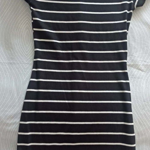 Shein striped short-sleeve dress black and white new