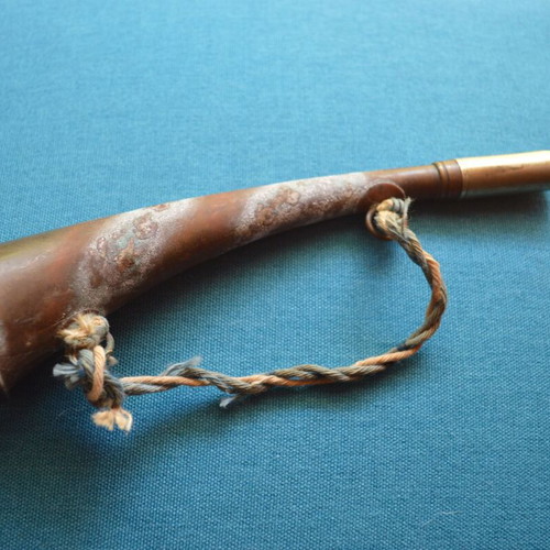 Old prewar tram conductor horn used with fabric ribbon