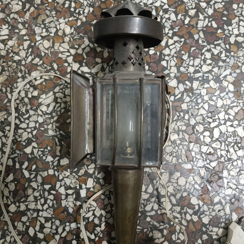 Vintage wall lantern made of brass used, made in India