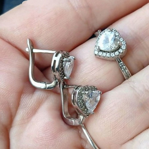 Engagement silver jewelry set Promise used with AAA zirconia
