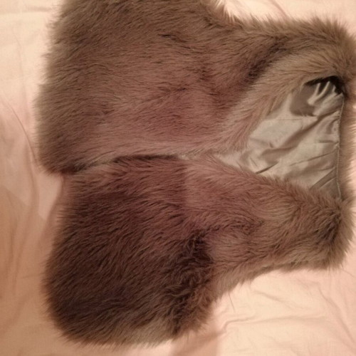Official pink winter dress and brown fur vest like new