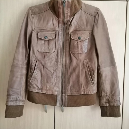 Distressed Biker jacket δερμάτινο μεταχειρισμένο, καφέ, μέγεθος L