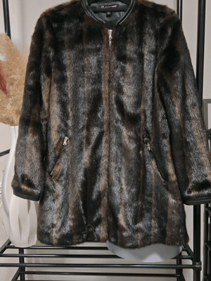 Zara synthetic fur coat jacket black and brown like new
