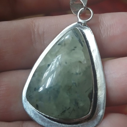 Pendant with natural stone in 925 silver, 5 cm, like new