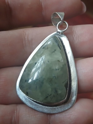 Pendant with natural stone in 925 silver, 5 cm, like new