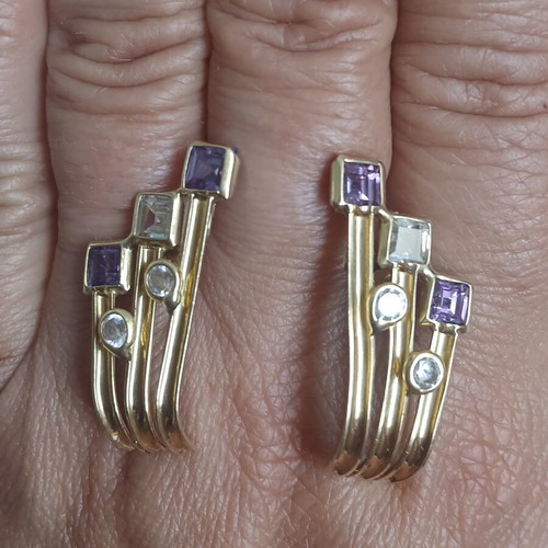Gold 585 large earrings 3 cm length