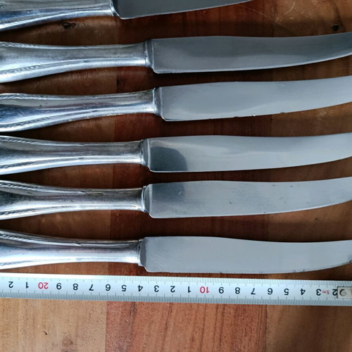 Set of 8 used Inoxydable Extra vintage dinner and dessert knives
