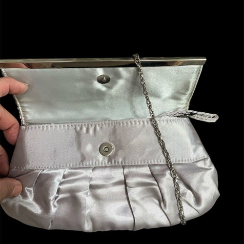 Silver satin and sequin bag like new