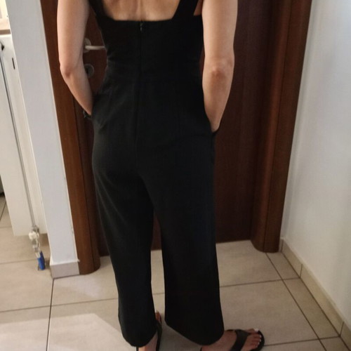 Zara black jumpsuit XS like new with cutout and zipper