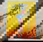 South African woman acrylic hand painting on synthetic fabric new