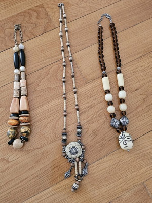 Set of three vintage boho style necklaces used