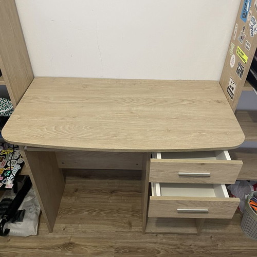 Desk with two drawers and sliding shelf