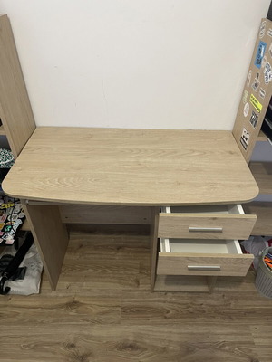 Desk with two drawers and sliding shelf