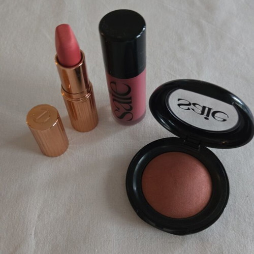 Saie blush set and Charlotte Tilbury lipstick like new