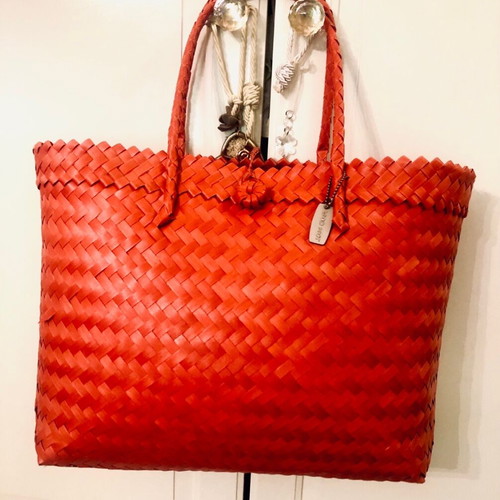Mad Hat Red Straw Beach Bag new