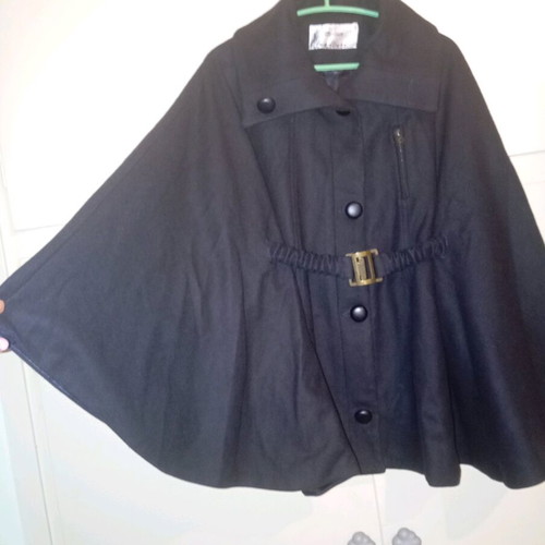 Stradivarius cape dark blue M-XL like new, 80% wool